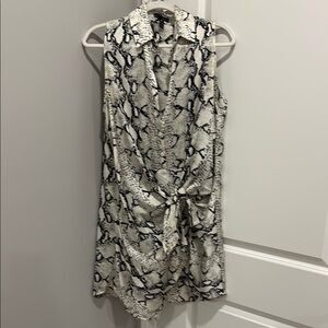Aqua Black and White Snake Print Faux Wrap Dress. Size L. Perfect!